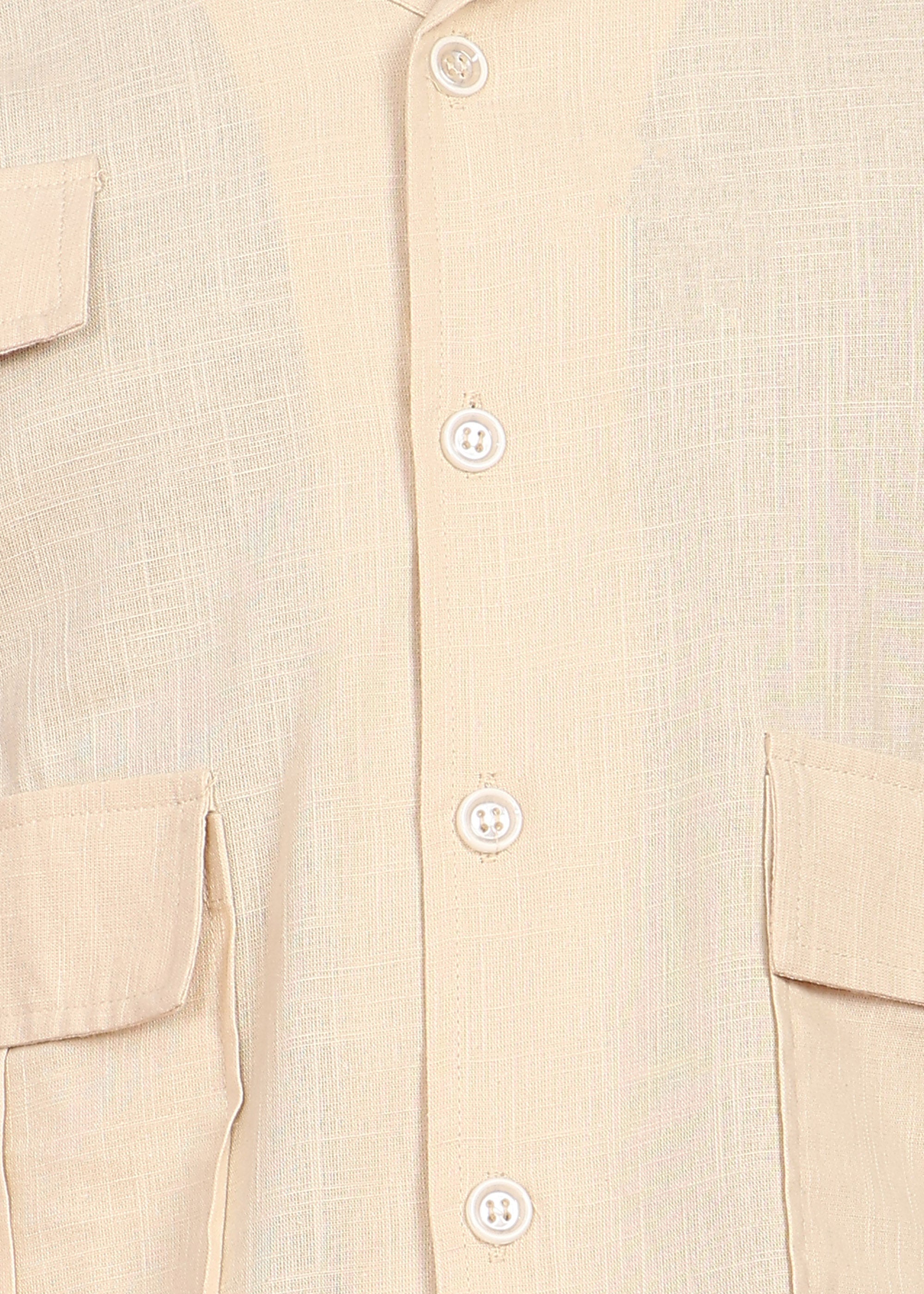 Fabmade Men’S Cream Shirt With 3 Pockets – Relaxed Fit