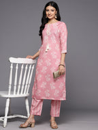 KSUT (House of Varanga) Pink Digital Printed Kurta Paired With Printed Straight Trouser - Distacart