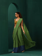 trueBrowns Green Muslin Silk Ready to Wear Saree