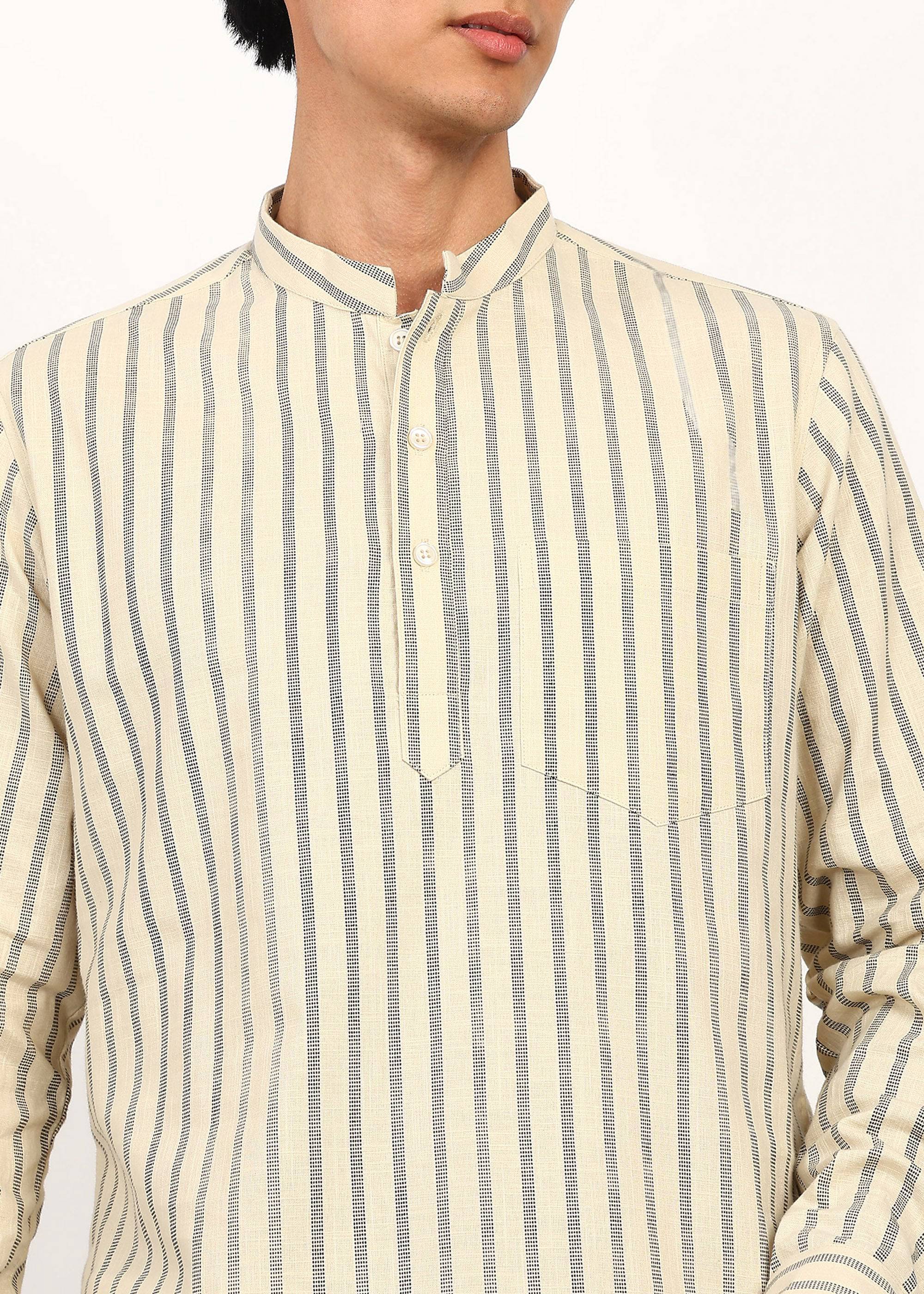 Fabmade Sandline Stripe Linen Kurta