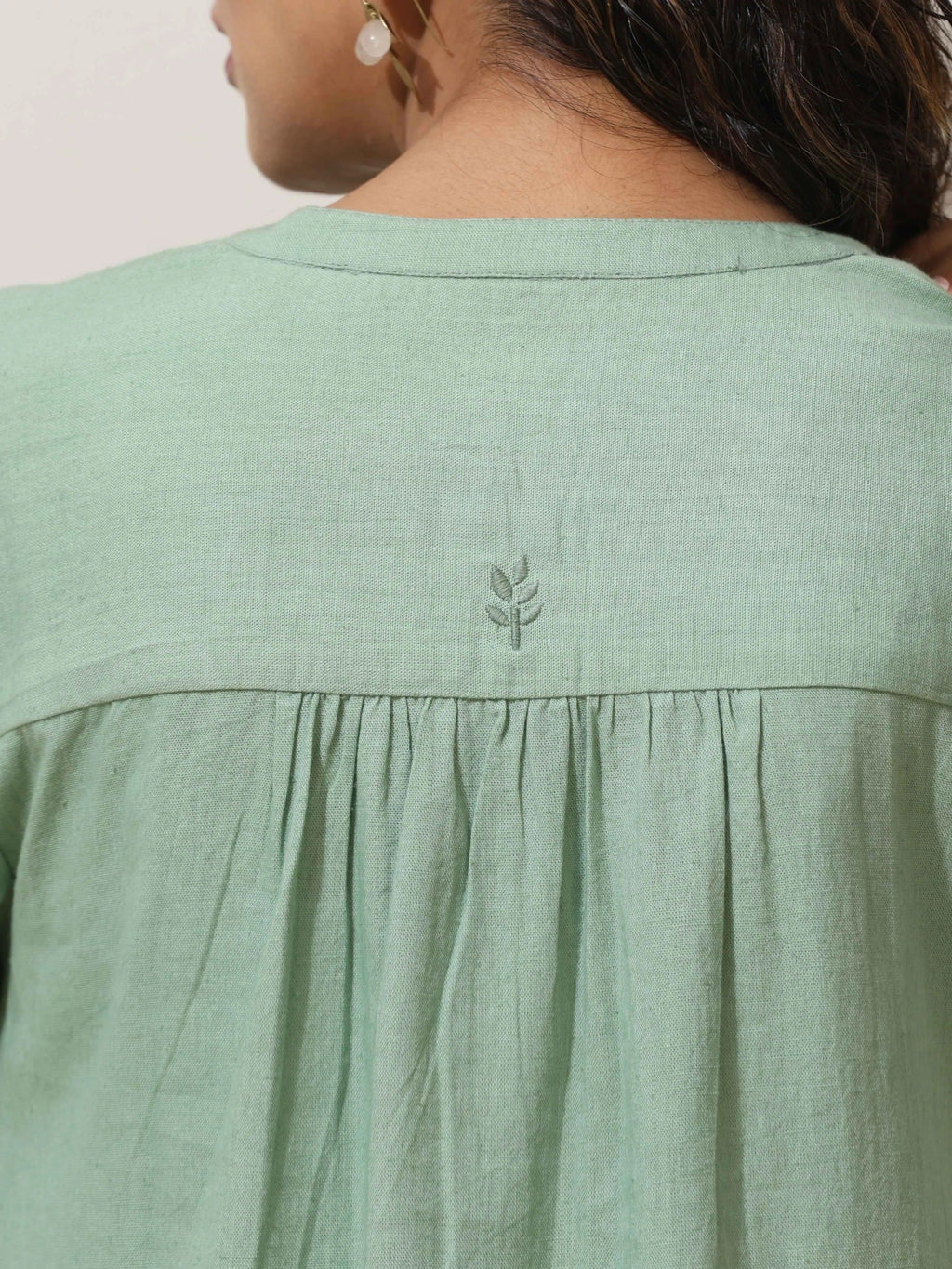 trueBrowns Mint Green Cotton Linen Kurta Pant Set - Distacart