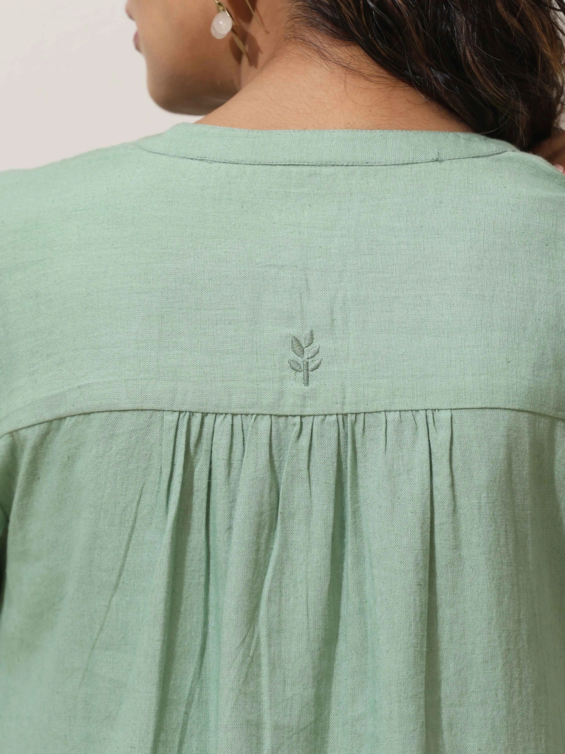 trueBrowns Mint Green Cotton Linen Kurta Pant Set - Distacart