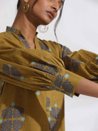 trueBrowns Green Cotton Print Straight Kurta Set - Distacart
