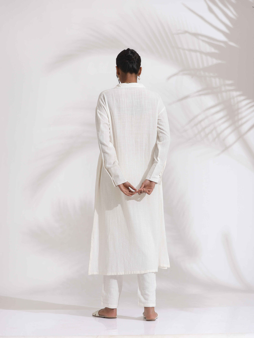 trueBrowns White Cotton A-line Kurta Set - Distacart