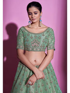 Myra Pista Green Gota Silk Embroidered Designer Lehenga Choli