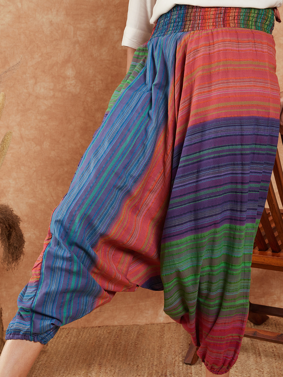 InWeave Women's Blue Multi Colour Harem Pant