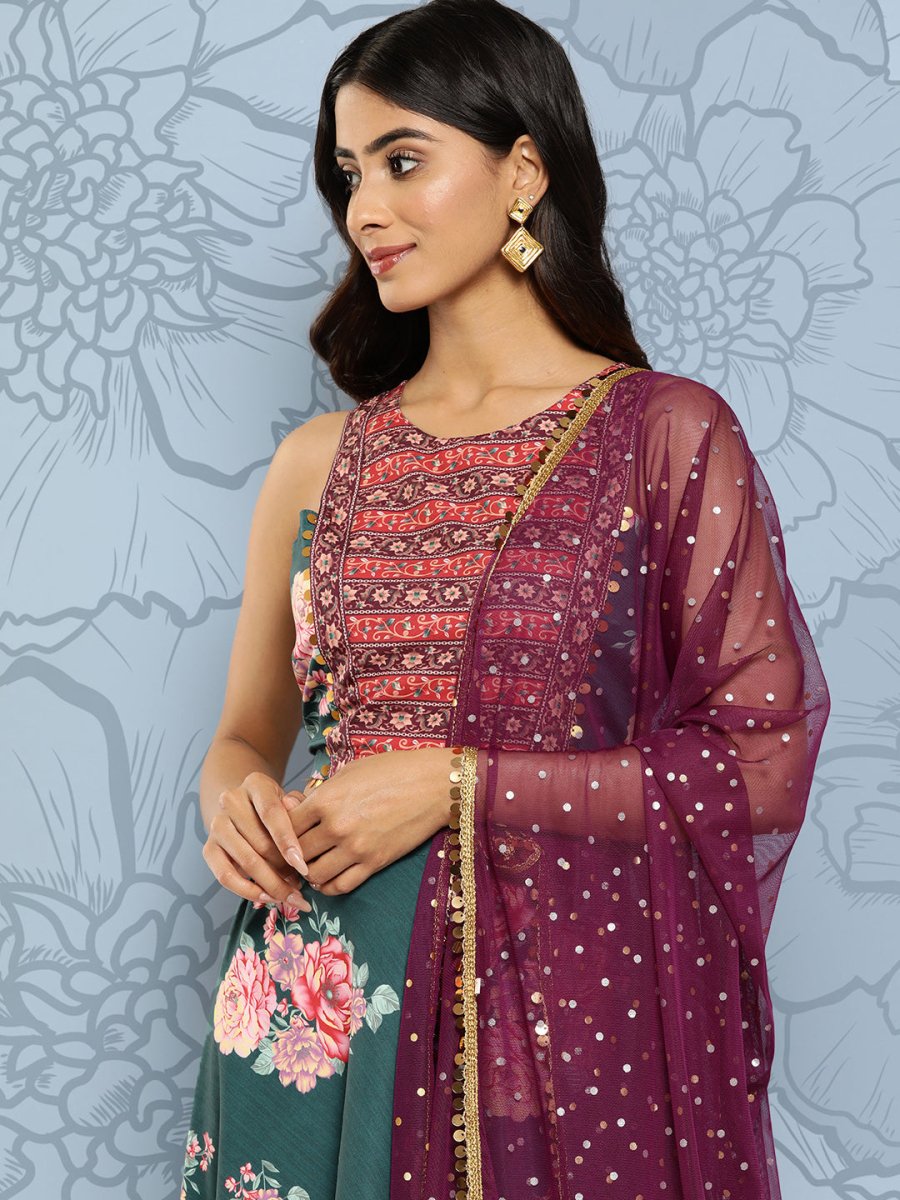 Ahalyaa Printed Sequinned Ready to Wear Lehenga & Blouse With Dupatta