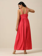 trueBrowns Bright Pink Slub Texture Sleeveless Dress - Distacart