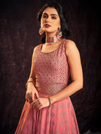 Myra Pink Real Georgette Designer Gown Style Suit - Distacart