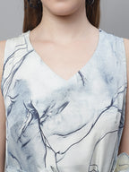 Jainish Women's Blue Printed A-Line Dresses - Distacart