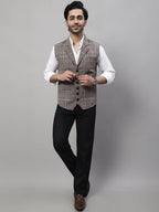Even Apparels Men's Brown Pure Wool Nehru Jacket