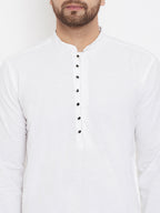 Even Apparels White Solid Kurta With Band Collar - Distacart