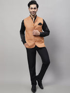 Even Apparels Men's Orange Nehru Jacket With Welt Pockets