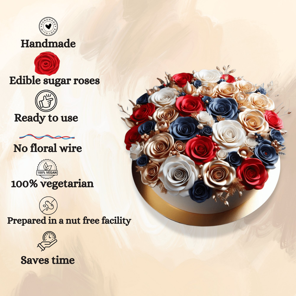 confect edible sugar roses cake toppers for cupcakes doughnut cake decorations pack of 12 j4 roses 04