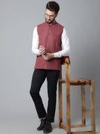 Even Apparels Men's Brown Pure Wool Nehru Jacket