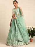 House of Panchhi Sea Green Georgette heavy Sequinse embroidery Lehenga choli & Dupatta