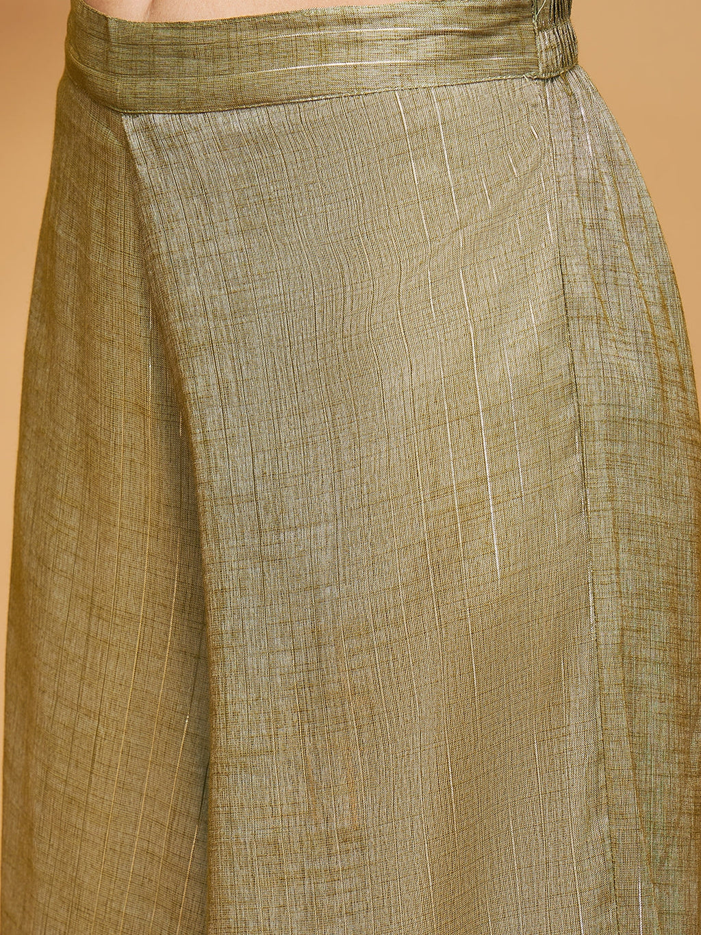 InWeave Women's Olive Lurex Short Pallazo Kurta Set
