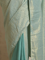 trueBrowns Blue Gold Lurex Ready To Wear Saree