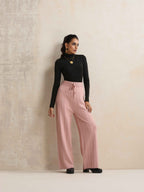 trueBrowns Pink Woollen Flared Pants