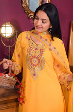Teeya Creation Yellow Color Faux Georgette Silk Heavy Embroidery Work Fully Stitched Salwar Suit