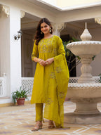 Pramukh Fab Mustard Color Viscose Mango Silk Kurta Set - Distacart