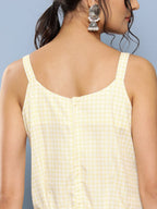 Ahalyaa Checked Waist Tie-Ups Basic Jumpsuit - Distacart
