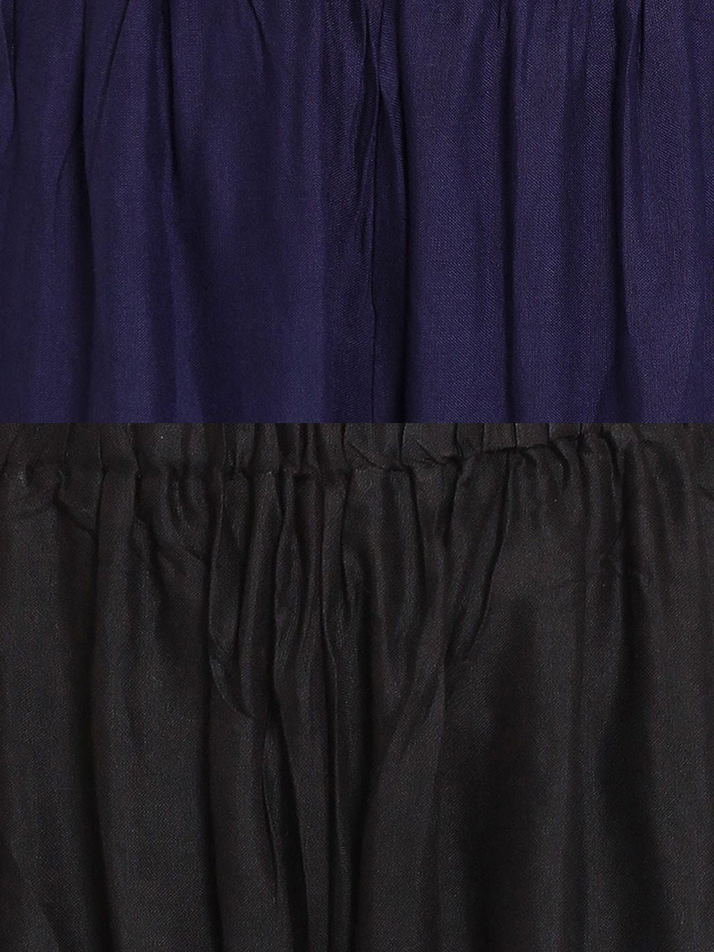 TAG 7 Women Pack Of 2 Black & Navy Blue Solid Flared Palazzos