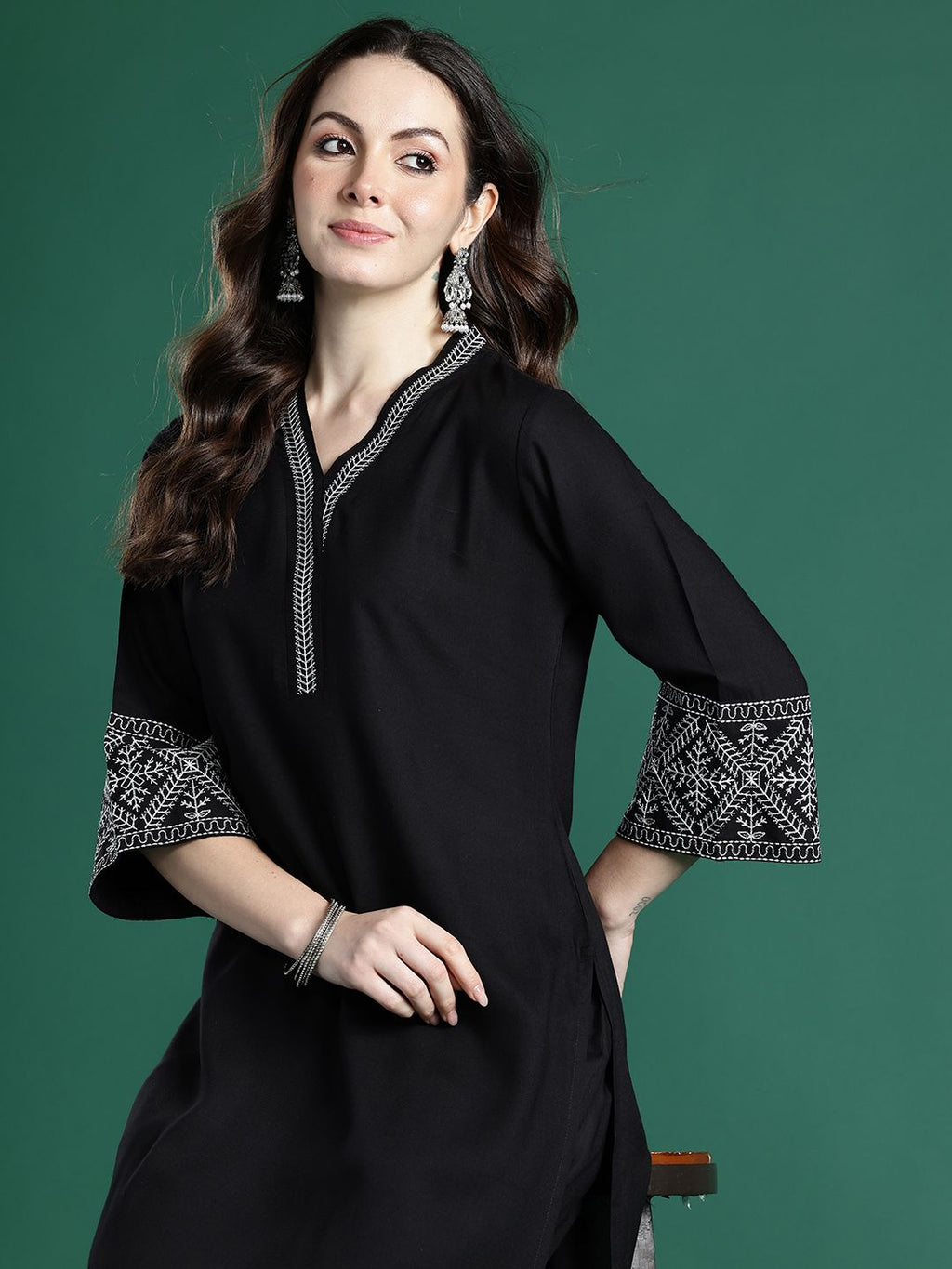 Indo Era Ethnic Motifs Embroidered Regular Kurta with Trousers - Distacart