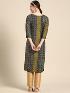 Sangria Women Blue Bandhani Embroidered Thread Work Kurta
