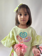 ArthLife Yellow Donuts Embroidered Dress