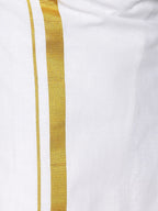 Sethukrishna Boys White & Gold-Toned Shirt with Dhoti