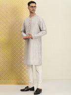 House of Pataudi Men Floral Printed Mandarin Collar Jashn Kurta