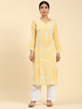 HOUSE OF KARI Ethnic Motifs Embroidered Chikankari Straight Kurta