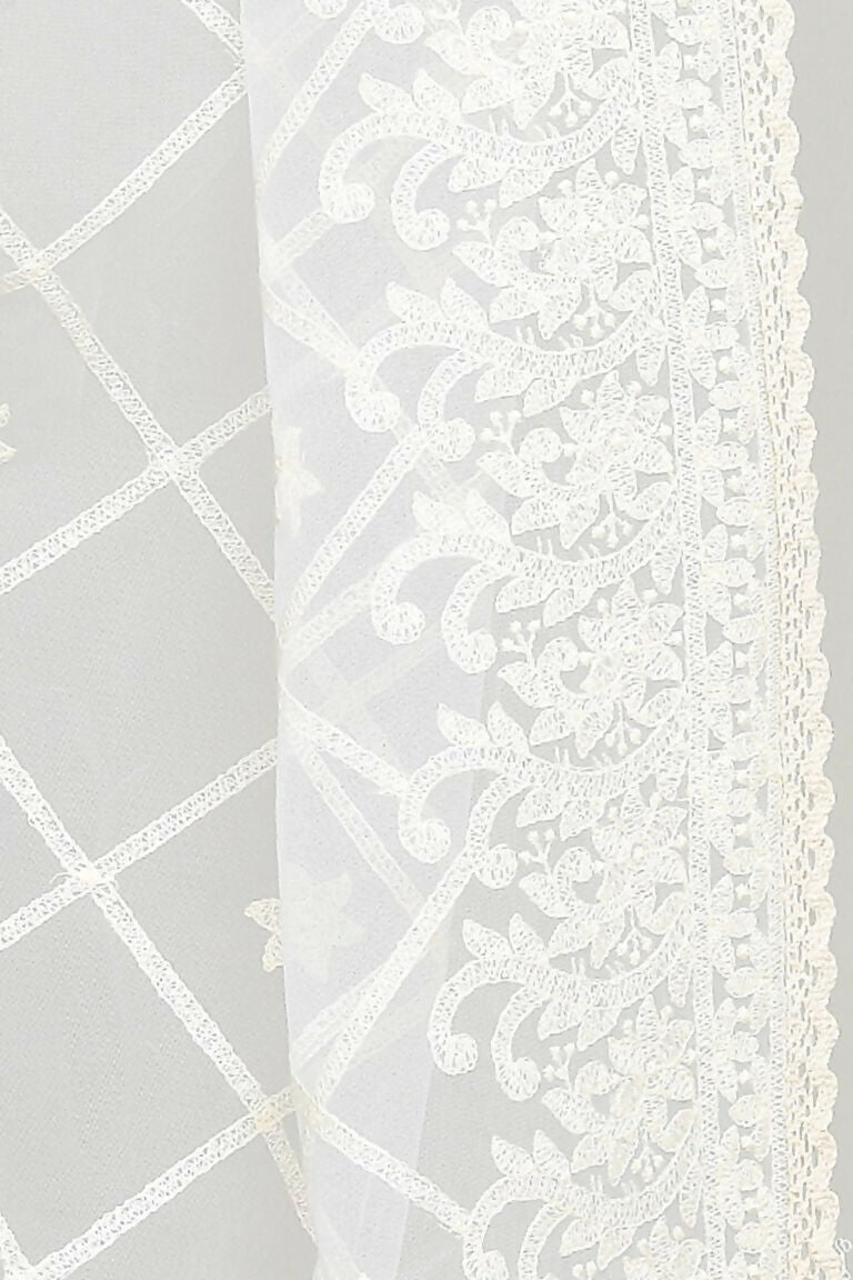 Joban Fashion White Cotton Embroidery Work Pakistani Karanchi Dupatta