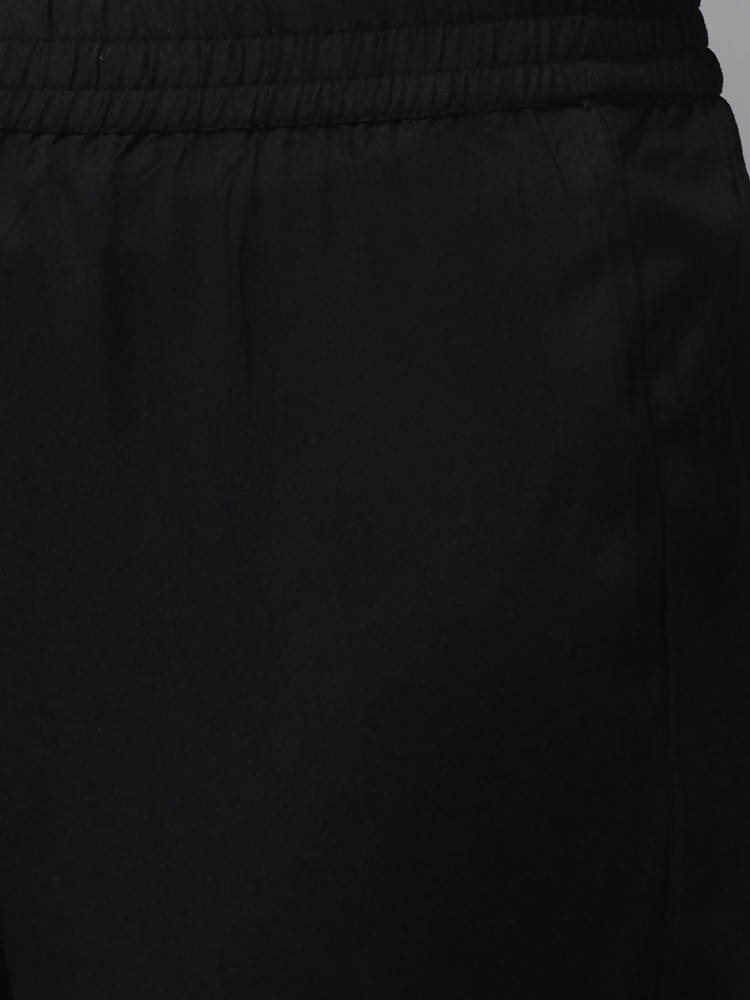 Yufta Women Black Ethnic Motifs Printed Paneled Kurta with Trouser