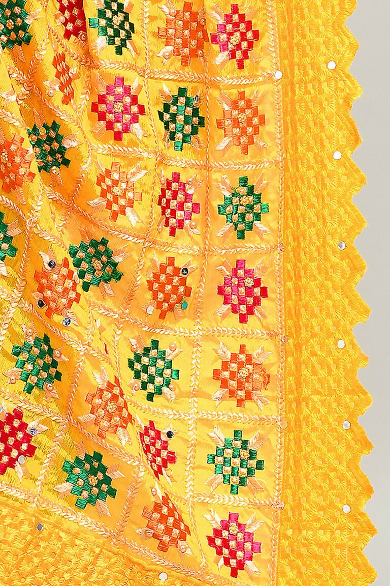 Joban Fashion Multi Color Cotton Embroidery Work Phulkari Dupatta