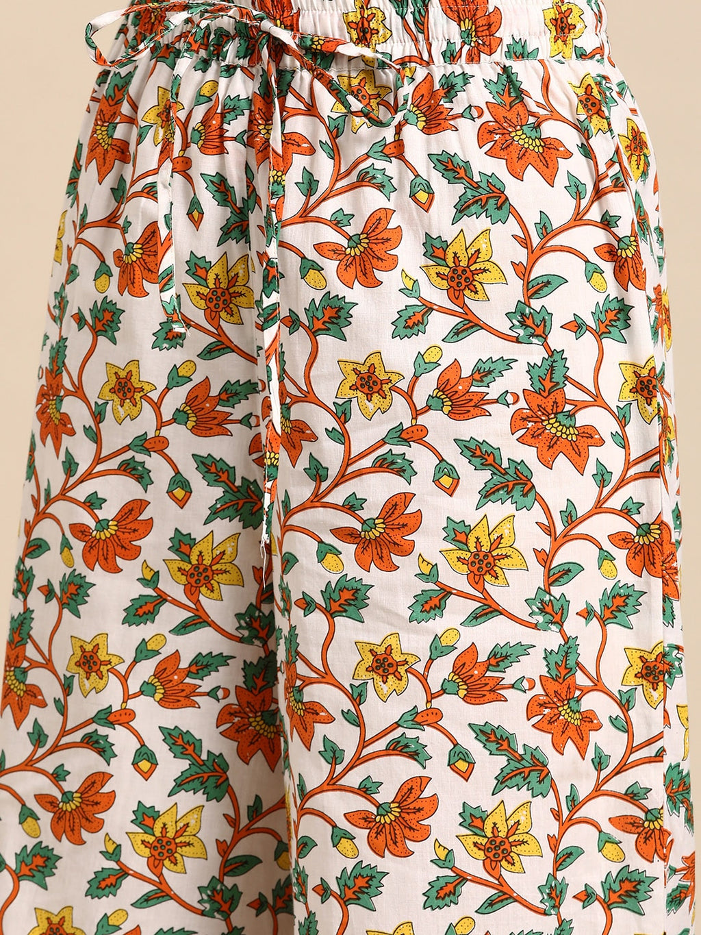 Sangria Women Orange Pure Cotton Kurta with Palazzos