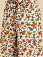 Sangria Women Orange Pure Cotton Kurta with Palazzos