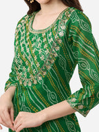 HERE&NOW Women Green Leheriya Printed Pure Cotton Kurta