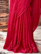 Saree Mall Pink Embellished Beads and Stones Pure Chiffon Sarees - Distacart