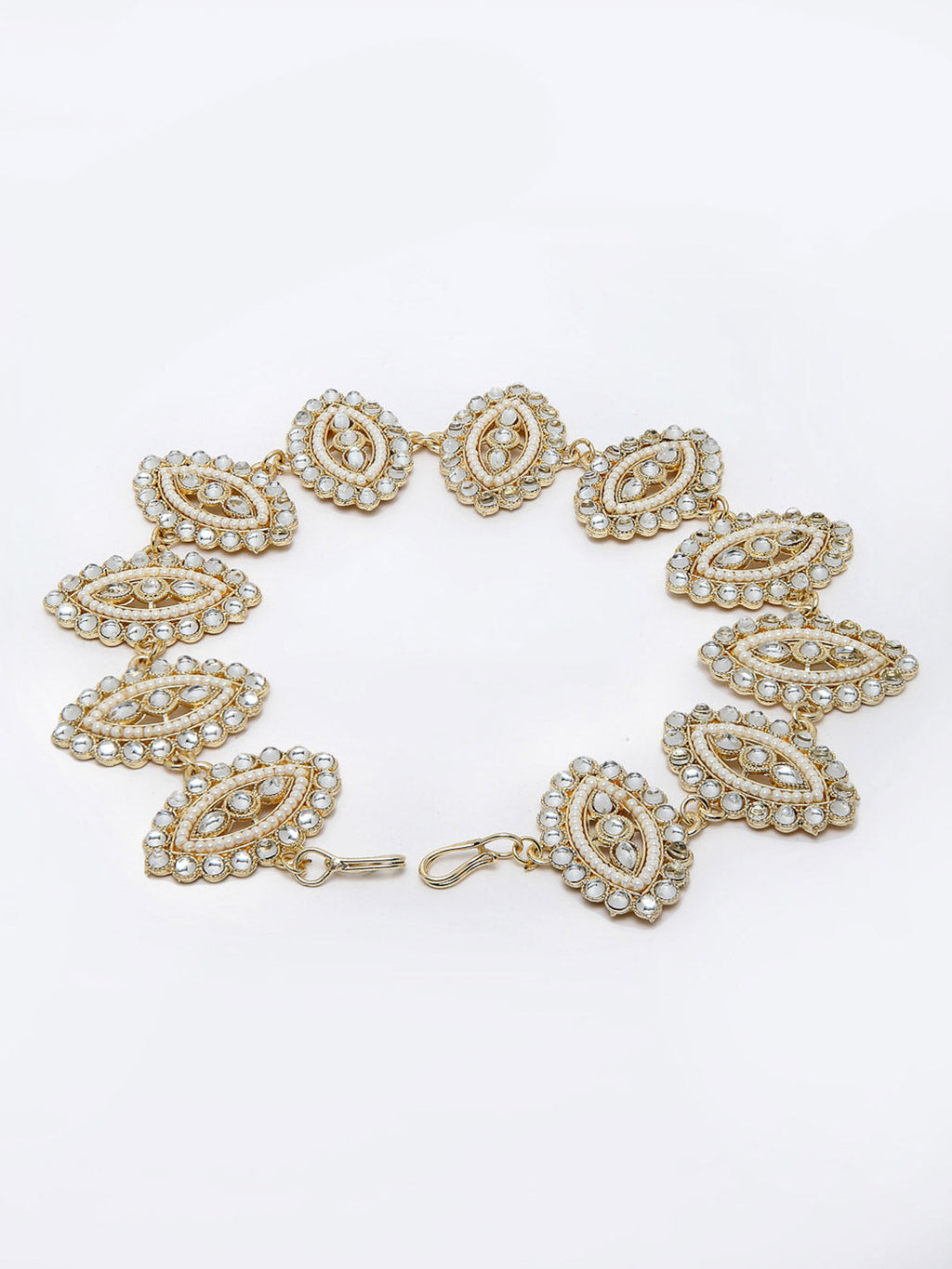 Panash Gold-Toned & White Embellished Hairband - Distacart