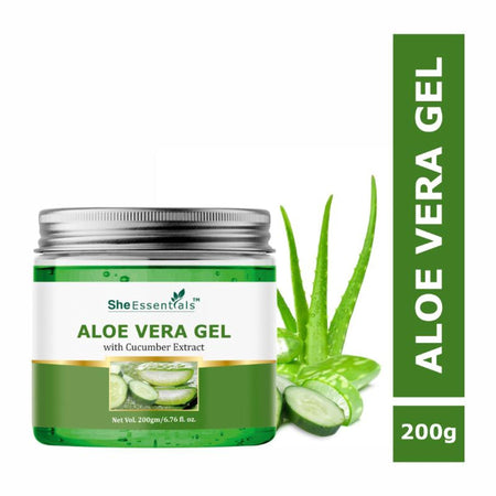 She Essentials Aloe Vera Gel With Pure Aloe Vera & Cucumber Extract For Skin & Hair