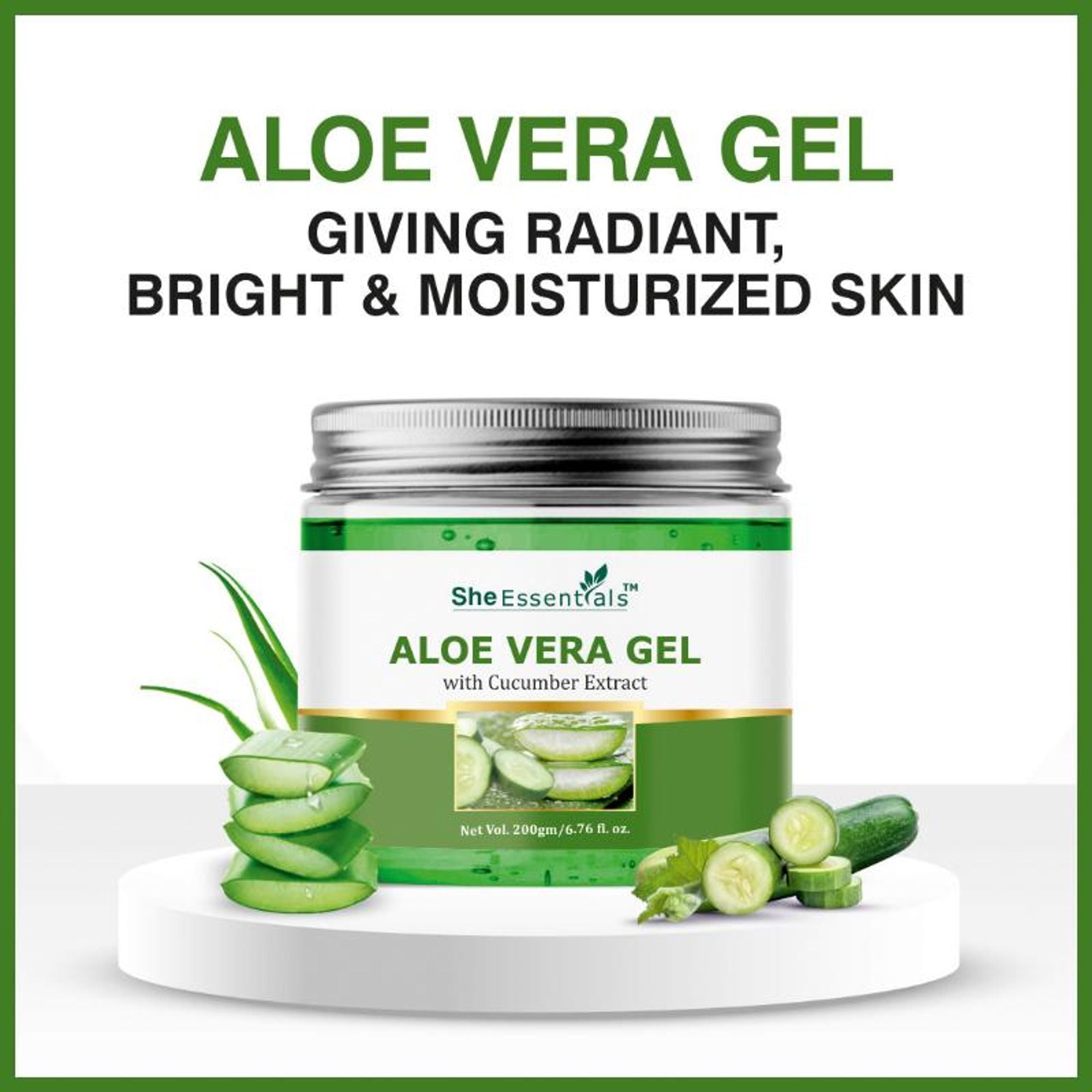 She Essentials Aloe Vera Gel With Pure Aloe Vera & Cucumber Extract For Skin & Hair