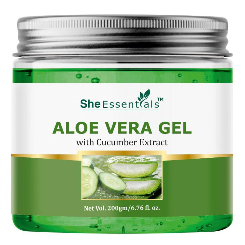 She Essentials Aloe Vera Gel With Pure Aloe Vera & Cucumber Extract For Skin & Hair