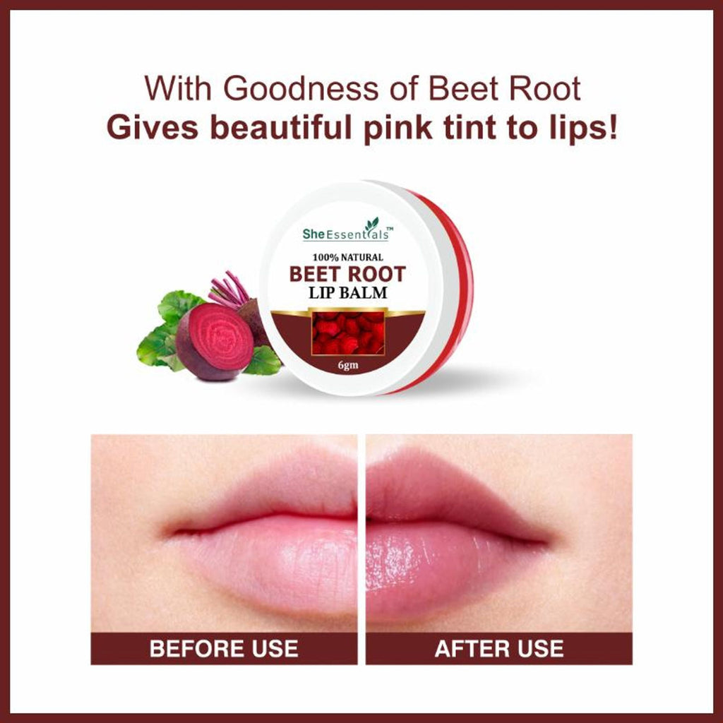 She Essentials Beetroot Lip Balm For Lip Lightening, Dry & Chapped Lips, Makes Soft & Glossy Lips