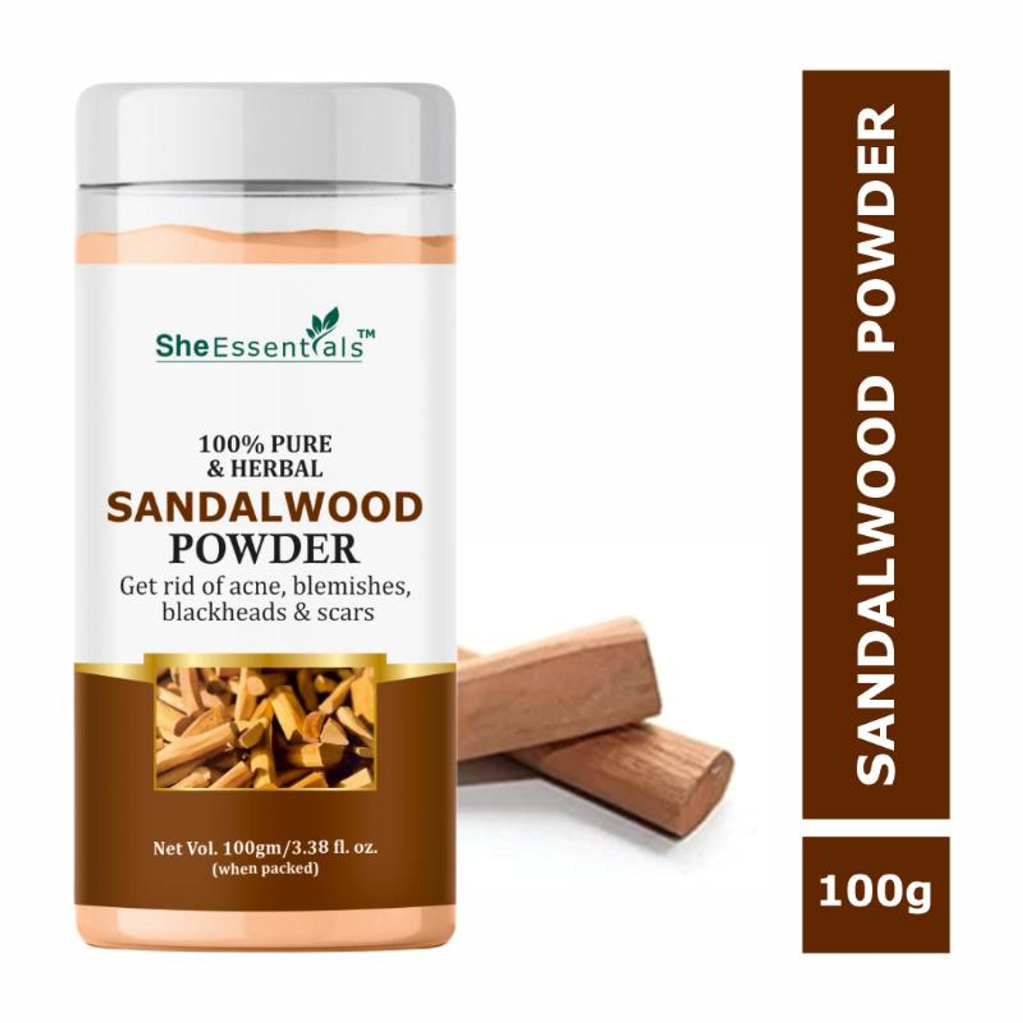 She Essentials Sandalwood Powder For Face Pack & Mask - Men & Women