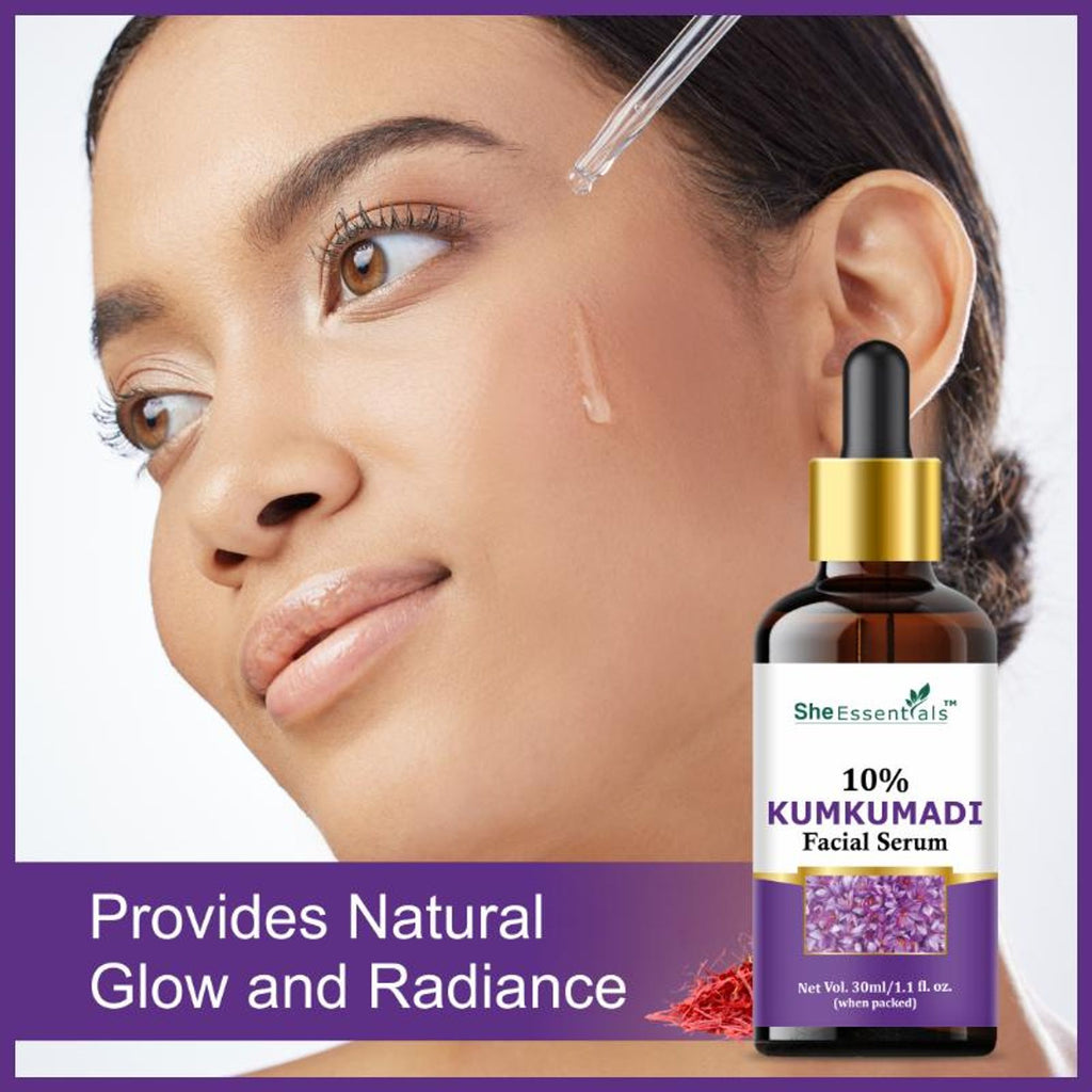 She Essentials Kumkumadi Tailam Saffron Night Serum Face Oil For Skin Glow, Anti Aging, Dark Spots