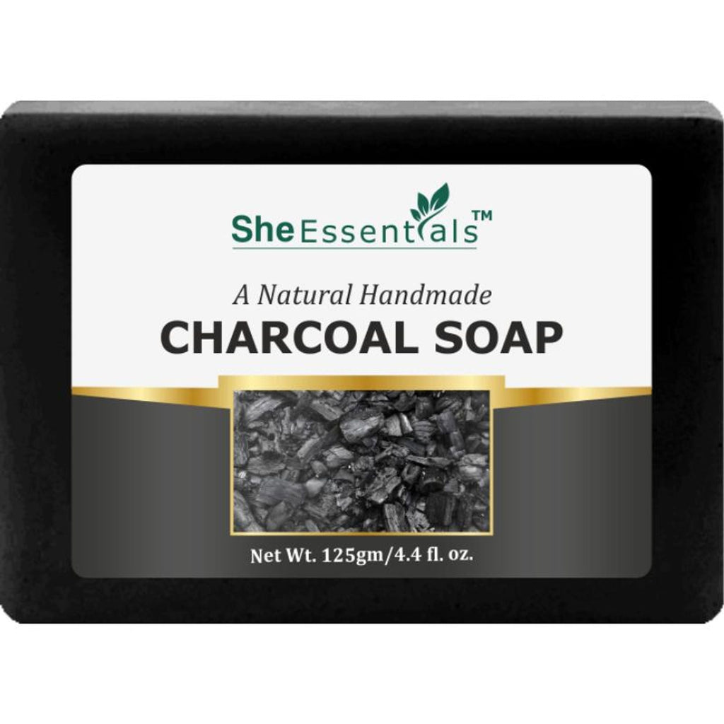 She Essentials Natural Handmade Charcoal Soap Deeply Cleanses An& Detoxifies