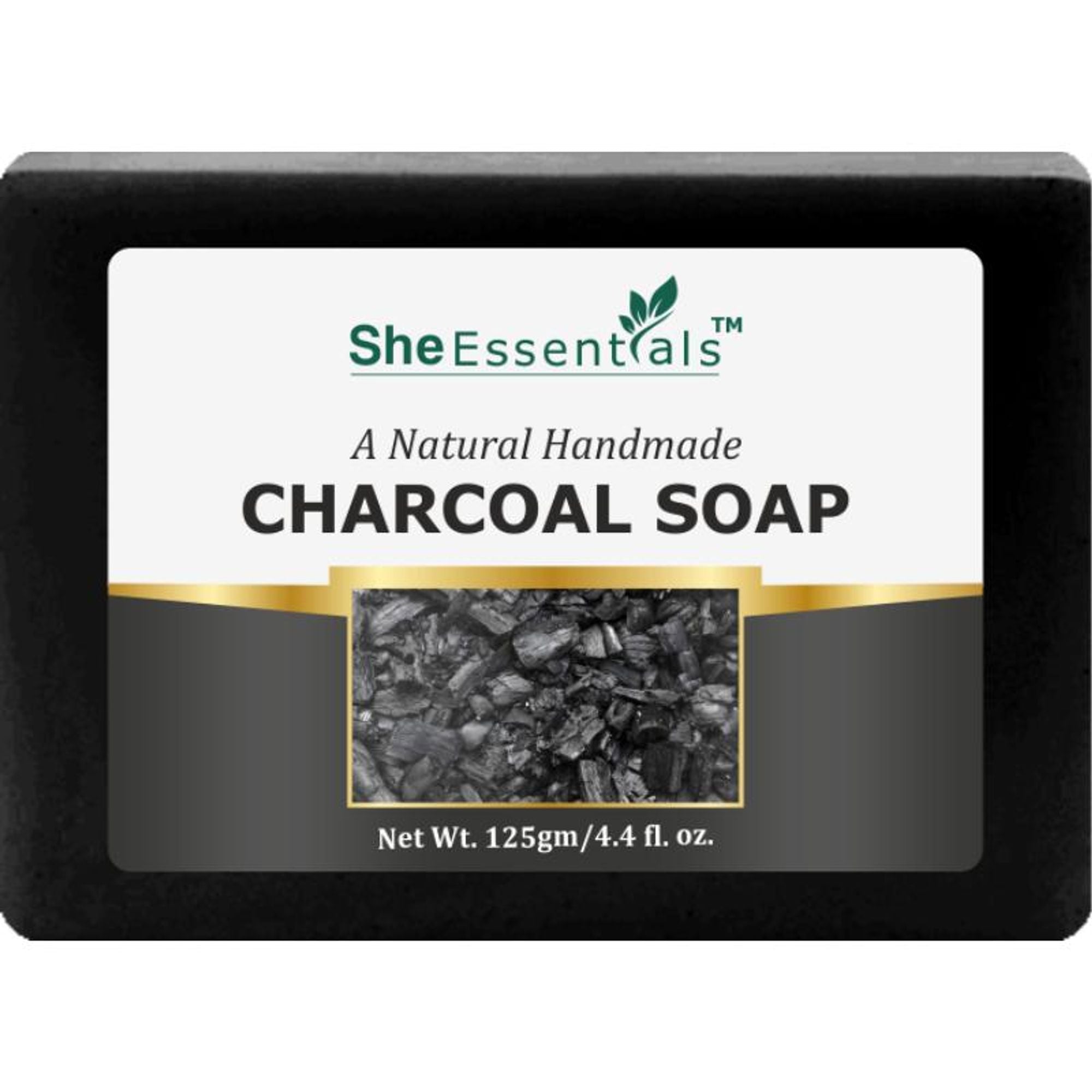 She Essentials Natural Handmade Charcoal Soap Deeply Cleanses An& Detoxifies