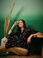 Sangria Abstract Printed Pure Cotton Straight Kurta